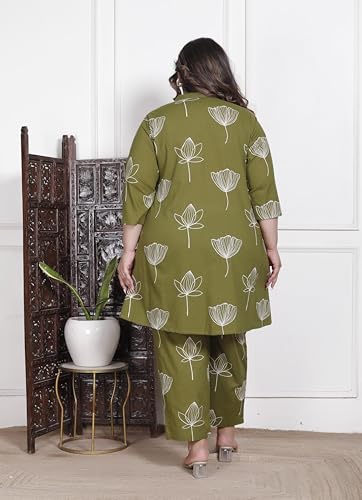 Image of NISHIRE Women's Cotton Floral Co-ord Kurta Set, Plus Size Stylish Ethnic Wear Set