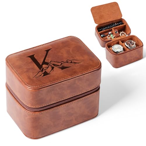 Men's Leather Watch Case for 2 Watches with Initials (K)