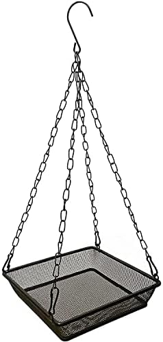 Hanging Bird Feeder Tray Platform Metal Mesh Seed Tray for Bird Feeding Outdoor Garden Decoration for Wild Backyard Attracting Birds