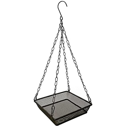 Hanging Bird Feeder Tray Platform Metal Mesh Seed Tray for Bird Feeding Outdoor Garden Decoration for Wild Backyard Attracting Birds