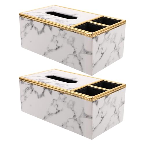 Boîte à Mouchoirs Rangement Télécommandes Similicuir Maison Bureau 2Pcs