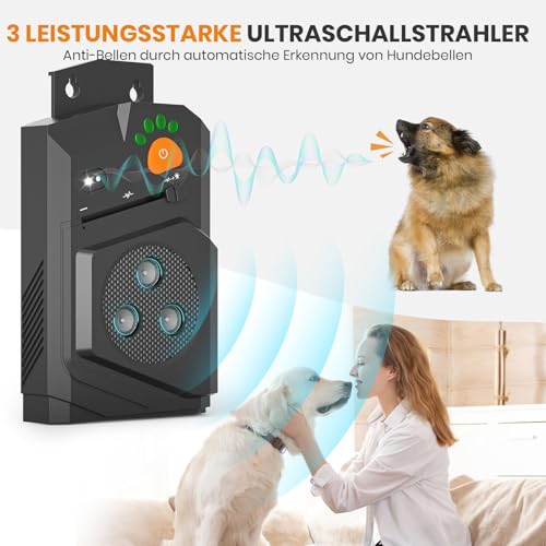 Honey Paws Antibell Ultraschall Gerät Hunde – Auto Anti Bell Gerät Hunde mit 3 Modi, Hund bellen stoppen, Ultraschall Hundeabwehr wasserdicht, Reichweite 15m, USB aufladbar Bellstopp