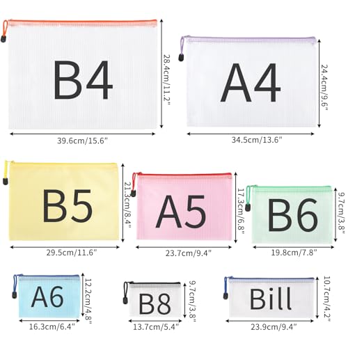 Jpsor JPSOR20180725 16Pcs 8 Size Mesh Zipper Pouch For Organization, Waterproof Zipper Pouches Colored Pvc Travel Zipper Bags Clear Multipurpose Document Bags thumb #1