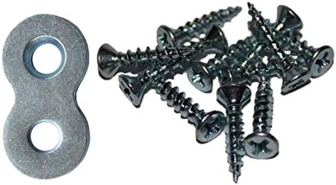 20-Pack with Screws - Heavy Duty Figure 8 Table Top Connector or Desk Top Fastener Clip - 12 Gauge Steel