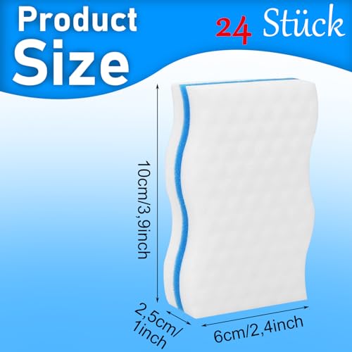 STARVAST - Esponjas mágicas, 24 piezas de esponja de melamina de limpieza muy gruesa, goma mágica para baño, piscina, cocina, piso, pared (sin productos químicos) - Blanco - imagen 2