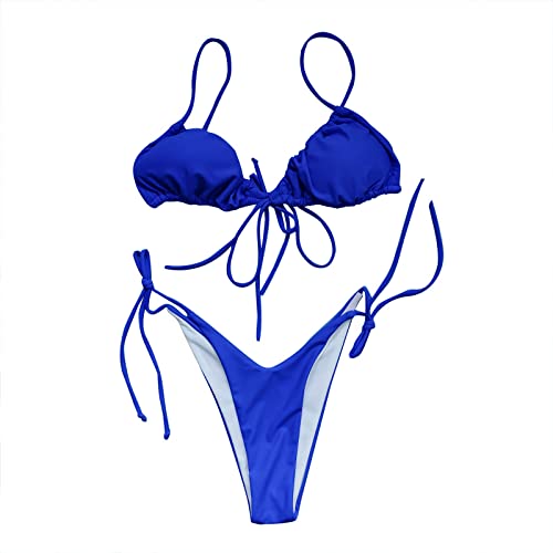 Genérico Bikini con Relleno Mujer Deportivo Conjunto de Piezas Corte para Mujer, Traje baño con Tanga Lateral y, Triangular Sexy Negro Biquini (H, M)