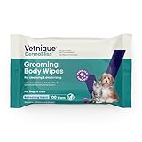 Vetnique DermaBliss Pet Wipes for Dogs & Cats for Grooming, Cleansing & Deodorizing, Thick Dog Wipes for Convenient Dog Cleaning and Natural Pet Odor Eliminator, 100ct (Refreshing Scent)