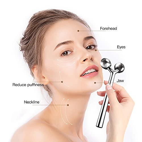 Tekson Facial Roller Massager, 3D Metal Face Massage Tool For Eye Reduce Puffiness, Face Lift, Anti-Aging, Skin Tightening #TOP1