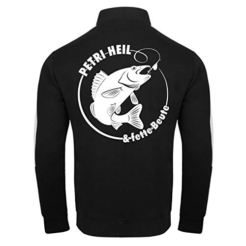 Spaß Kostet Männer und Herren Trainingsjacke mit Streifen Angler Petri Heil & Fette Beute Größe M - 3XL