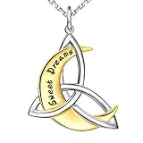 STROLLGIRL Silver Celtic Moon Necklace Sterling Silver Crescent Moon Knot Irish Jewelry Quarter Moon