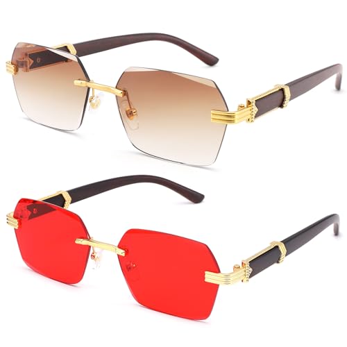 Image of COASION Fashion Rimless Frameless Sunglasses for Women Men Y2k Retro Sun Glasses Square Tinted Glasses