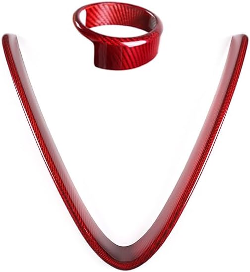 Real Carbon Fiber Grille V-Shaped Panel Frame Logo Decorative Ring For Alfa Romeo Giulia 2017-2022 Car Exterior Accessories (Red)