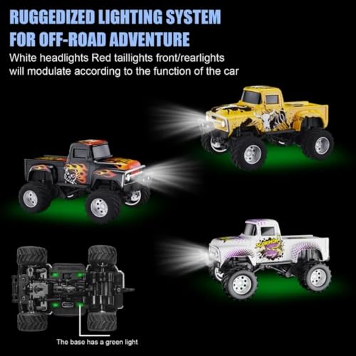 Image of 1 /64 Rc Mini Die Cast TrucksCar with Three Speed Light and Sounds App Controlled Remote Control Off-Road USB Rechargeable Truck Gift for Kids Adults (Mini NewRC)