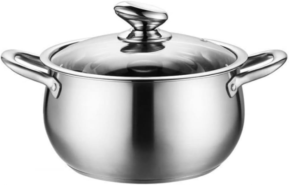 Kochtopf mit Glasdeckel, Schmortopf, Suppentopf aus Edelstahl, Suppentopf mit Deckel, Mini-Schmortopf, große Töpfe zum Kochen
