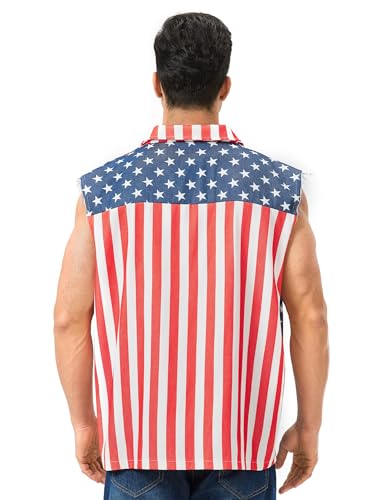American Flag Vest for Men 4th of July Patriotic Top Sleeveless Jacket Overalls USA Independence Day Oversized3