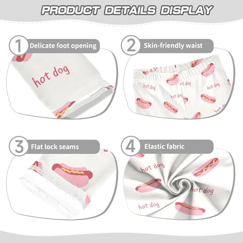 Cute Pink Hot Dog Girls Leggings Soft Comfortable Athletic Leggings Dancing Pants for 4-10 Years3