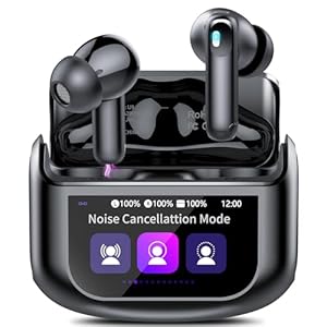 Wireless Earbuds, Bluetooth 5.4 Headphones Multi-Function Touch Screen with 5 EQ Modes, 48H Ear Buds Bass Stereo with ANC Noise Cancelling/Transparency Mode, IPX7 Bluetooth Earbuds for Android/iOS