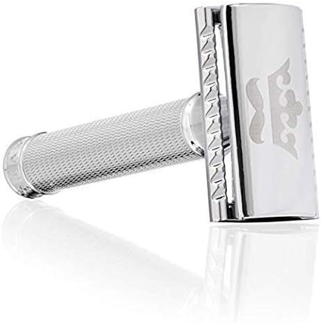 Double Edge Safety Razor - Shaveology Safety Razors for men + 5 Platinum Double Edge Razor Blades- Shaveology Provides The Best Razors for Men - Great Gifts for Men - Chrome Double Edge