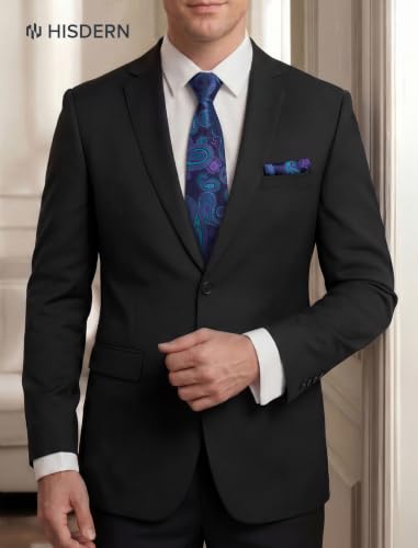 Image of HISDERN Extra Long Ties for Men Classic Floral Tie and Pocket Square Elegant Silk Necktie Handkerchief Set Wedding Party