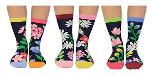 United Oddsocks Blooming Amazing Gift Box – 6 Garden-Inspired Odd Socks for Women – UK 4-8 EUR 37-42 US 6.5-10.5 – Colourful Floral Novelty Socks, Fun Present for Gardeners, Mother's Day Gift Idea