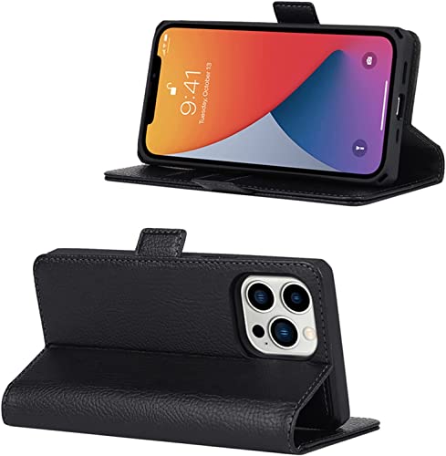 Étui pour iPhone 13 en cuir véritable noir, une housse élégante et antichoc - 2