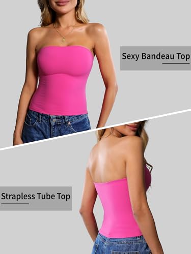 Image of Ibeauti Womens Tube Top Strapless Crop Tops Double Lined Sexy Y2K Going Out Off Shoulder Summer Top