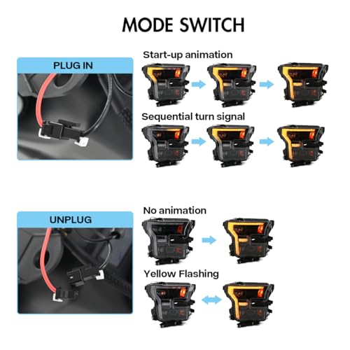 Image of letsdate Projector Headlights Compatible For F150 2015-2017 Halogen 2017-2020 HID 2015-2020 LED R-aptor with Startup Animation(Read Fitment Photo Carefully)