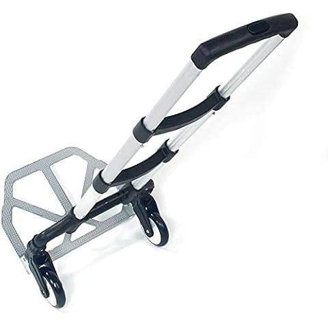 GTJF Shopping Cart Portable Folding Collapsible Aluminum Cart Push Truck Trolley Collapsible Rolling Utility Lightweight Two Wheeled Collapsible Trolley Heavy Duty Lightweight Cover