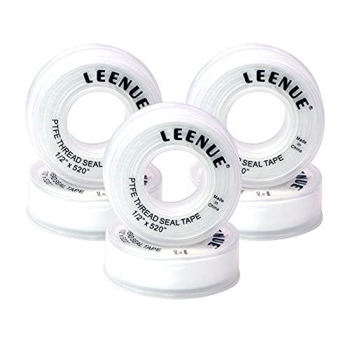 Lenue - Cinta de teflón para evitar fugas de tuberías, cabezal de ducha y alcantarillas, 5 unidades, 12 mm x 13 m, color blanco