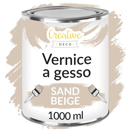 Creative Deco Chalk Paint Vernice a Gesso Beige | 1L | Vernice per Legno | Pittura per Mobili senza Carteggiare, Opaca, Lavabile | Perfetta per Restauro di Mobili, Colore per Legno e Decorazione