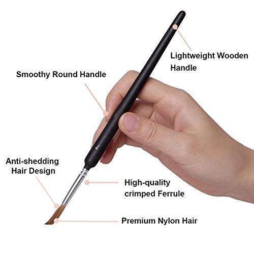 11 Pack Miniature Paint Brushes, Detail Paint Brushes Set with Ergonomic Handle - Suitable for Acrylic Painting, Adults Paint by Numbers, Oil, Watercoloring