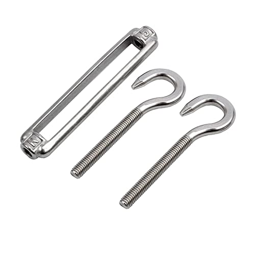 Tensores para cables de acero Gancho de acero inoxidable 304, paquete de 2 piezas M5, M6, M8 estilo europeo miniatura 6