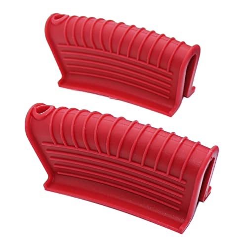 2 Pairs Cast Iron Pot Assist Handle Covers, Non Slip Pot Holders With High Heat Resistance For Griddles Casserole Metal Frying Pans Aluminum Cookware(Red And Blue) #TOP5