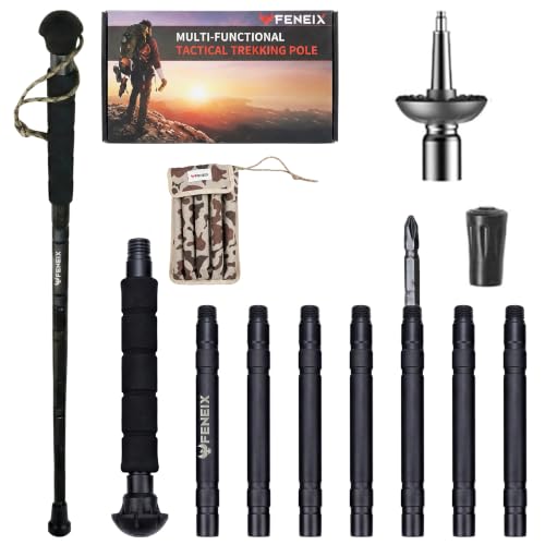 Collapsible Hiking Sticks 8-Section Aluminum Walking Sticks for Men Seniors and Outdoor Trekking with Multifunctional Accessories (Round Head EVA Handle)