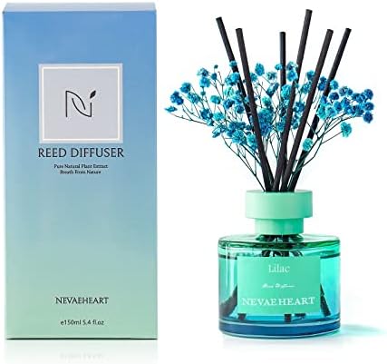 NEVAEHEART Preserved Real Flower Reed Diffuser, Lilac/Blue/Reed Diffuser Set, Oil Diffuser & Reed Diffuser Sticks, Home Decor & Office Decor, Fragrance and Gifts