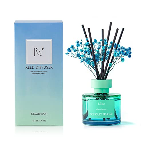 Nevaeheart Preserved Real Flower Reed Diffuser, Lilac/Blue/Reed Diffuser Set, Oil Diffuser & Reed Diffuser Sticks, Home Decor & Office Decor, Fragrance And Gifts #TOP2