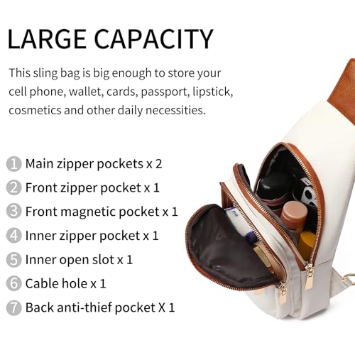 GAEKEAO Sling Bag for Women Vegan Leather Crossbody Bags Fanny Pack Chest Pack Small Backpack Travel Purse Shoulder Bag3