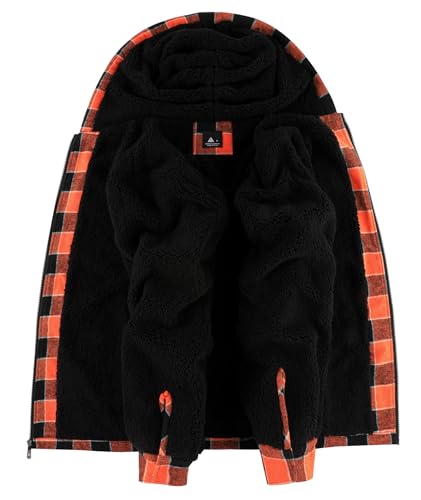 Image of SCODI Men's Flannel Jacket Sherpa Lined Plaid Fleece Hoodies Zip Up Coat | Winter Warm Outwear, Thick Sweatshirt, Outdoor, Ski, Hiking, Sports, Work, Office, Daily Wear, Machine Wash, with 4 Pockets
