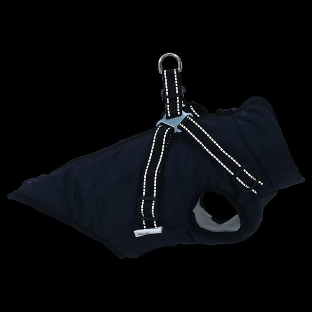 Foto 3 de 8 de vidaXL Abrigo Perro con arnés Impermeable Reflectante L36 Azul Marino