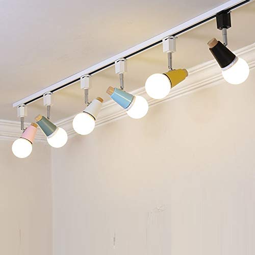 Barras De Focos 1 PCS Lámpara de pista LED Moderna Colorido 2 Way Spotlights Ajustable Spotlights Track Lighting Fixture 120V Light Bar Showroom Tienda de ropa LáMpara De Techo