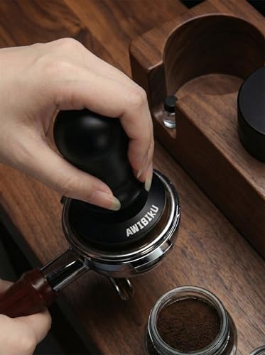 AWIBIKU Barista Espresso Tamper 53.3/54mm, Spring Loaded Flat Base Tamper Kit with 4-Blade Coffee Distributor & 316 Stainless Steel Puck Screen — view 4