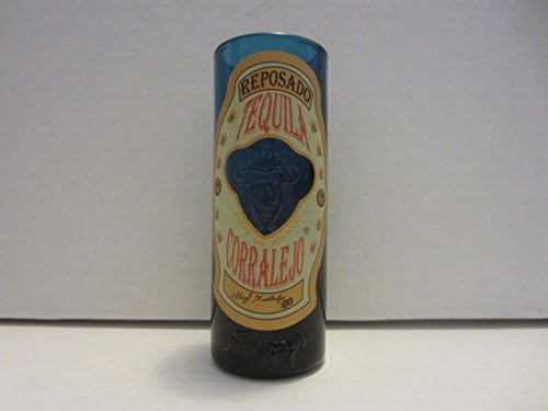 Set of 2 Corralejo Tequila Reposado Guanajuato Mexico Blue Glass Shooter Double Shot Glasses