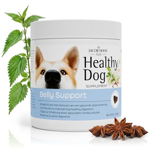 JACOB HOOY – Healthy Dog Supplement – Belly Support – Für gesunde Verdauung – Hypoallergen – Mit Kamille, Anis & Schwarzkümmel – 80 Stück (240g)