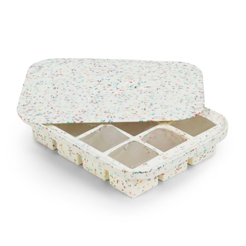 W&P Peak Silicone Everyday Ice Tray w/ Protective Lid | Speckled White | Easy to Remove Ice Cubes | Food Grade Premium Silicone | Dishwasher Safe, BPA Free