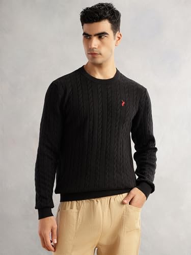Image of Thomas Scott Men's | Regular Fit | Long Sleeves | Round Neck | Self Design | 100% Cotton | Knitted | Pullover | Sweater