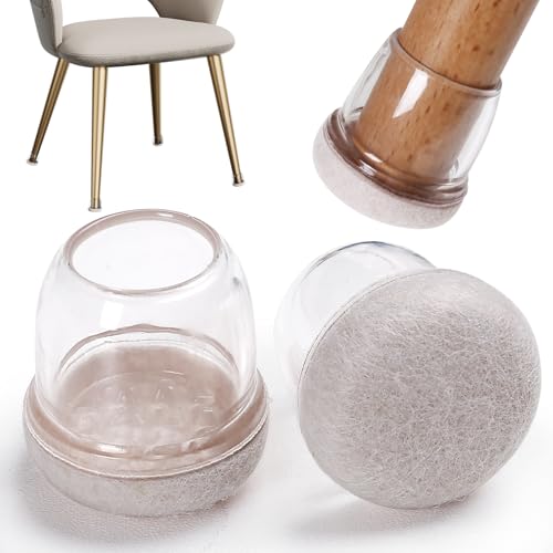 Image of 24PCS Silicone Chair Leg Floor Protectors for Hardwood Floors Fit:0.75-1.1 inch | Round Felt Furniture Pads Rubber Chair Leg Caps, Bar Stool Leg Floor Protectors, Anti-Scratch & Reduce Noise, Clear