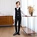 Boys Suits Blazer Jacket Dress Shirt & Pants Vest Bow Tie Pocket Square 6 Piece Tuxedo Set for Kids 1-14 Years