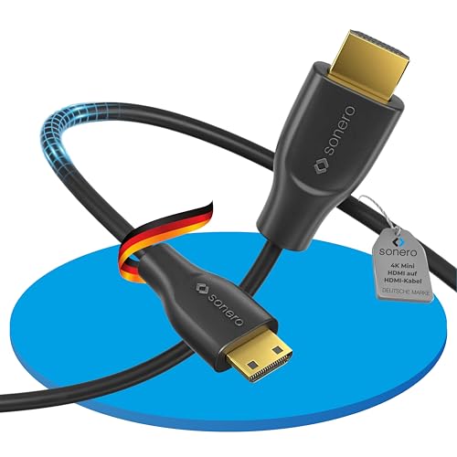 Sonero® 4K Mini HDMI auf HDMI-Kabel, Premium High Speed, 4K 60Hz, Mini HDMI Stecker auf HDMI Stecker, vergoldete Kontakte, zweifache Abschirmung, PVC-Mantel, 2,00m