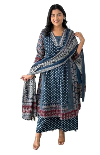 Image of KLOSIA Women Printed Anarkali Kurta and Pant Set with Dupatta