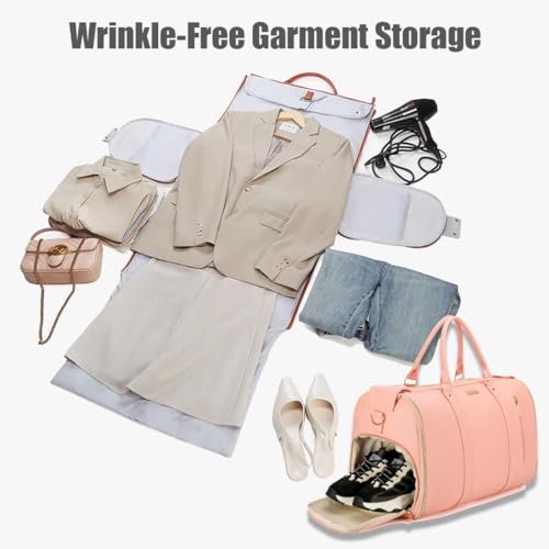 Trendfetchus Foldable Travel Bag 2.0, Travel Bag with Wheels, Large Capacity Lightweight with Shoes Compartment (Pink)3